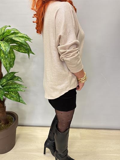 2327 Varak Detaylı Triko Bluz Taş