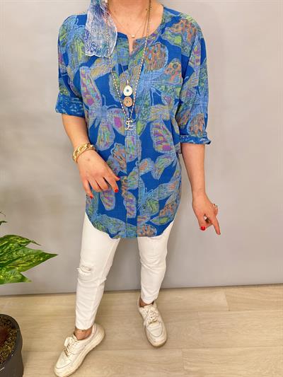 2330 İTALYAN PAMUKLU BLUZ MAVİ