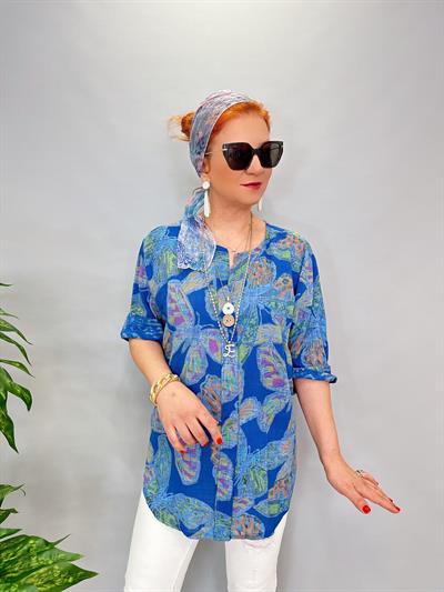 2330 İTALYAN PAMUKLU BLUZ MAVİ