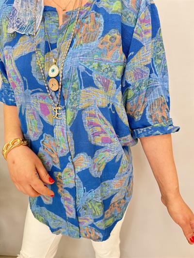 2330 İTALYAN PAMUKLU BLUZ MAVİ