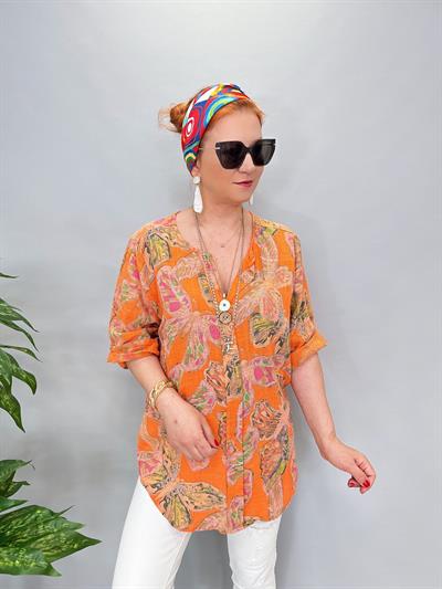 2330 İTALYAN PAMUKLU BLUZ TURUNCU