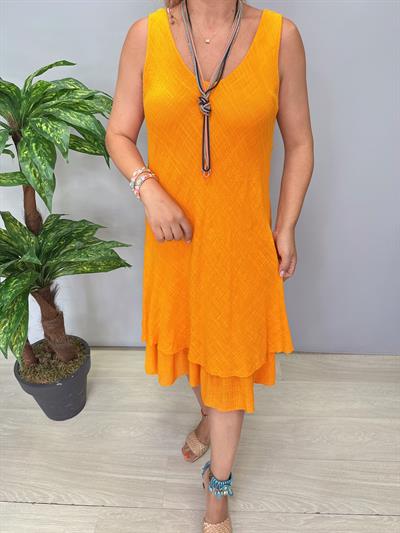 2335 Italyan Pamuklu Elbise Turuncu