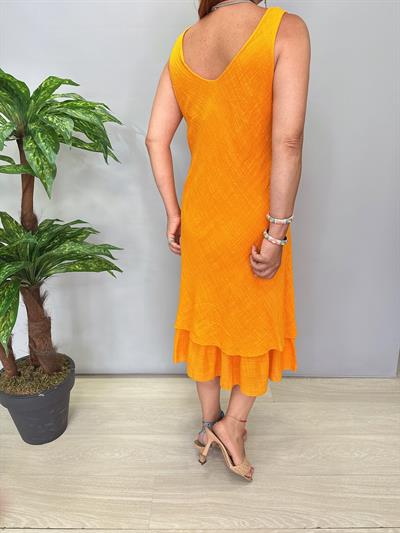 2335 Italyan Pamuklu Elbise Turuncu