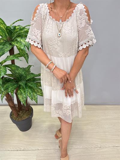 ASL 2340 Italyan Dantel Detay elbise Taş