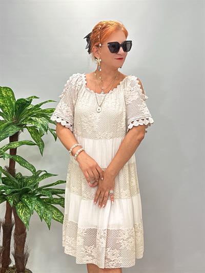 ASL 2340 Italyan Dantel Detay elbise Taş