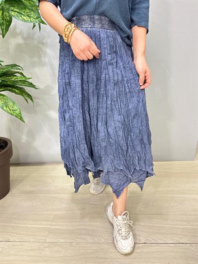 2341 Pamuklu Astarlı Etek İndigo