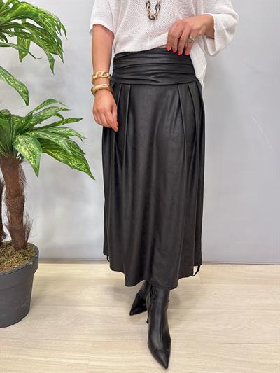 2342 DR Deri Görünümlü Tasarım Etek 