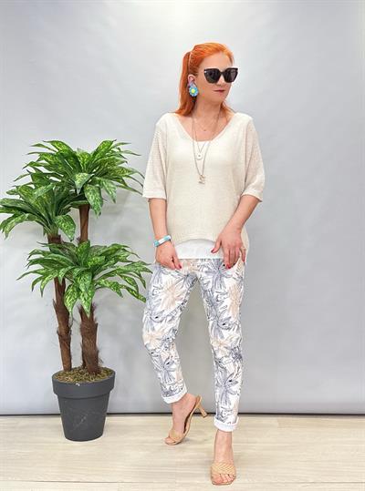 2345 Likralı Pantolon Lacivert/Vizon