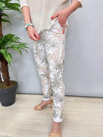 2345 Likralı Pantolon Yeşil/Vizon