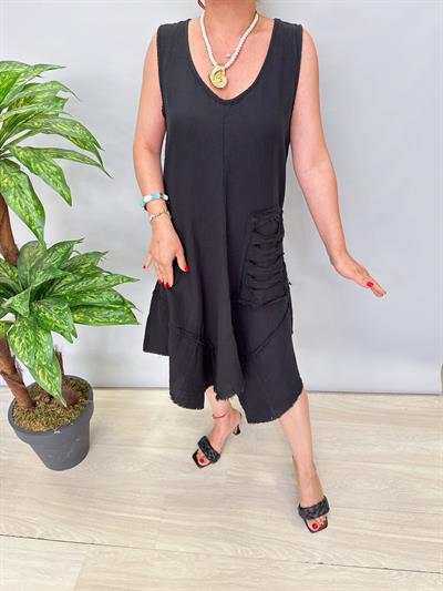 2351 Ozel Tasarım Asimetrik Elbise Siyah