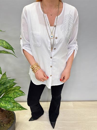 2519 PAMUKLU İNCE GÖMLEK CEKET BEYAZ