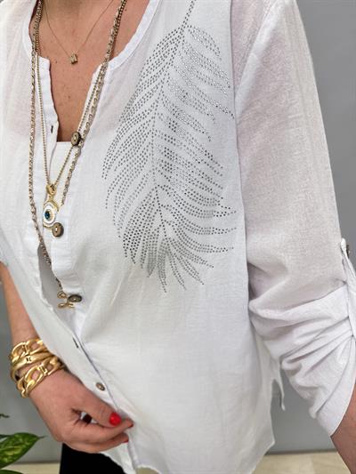 2519 PAMUKLU İNCE GÖMLEK CEKET BEYAZ