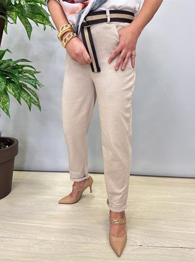 2364 Italyan Canvas Pantolon Taş