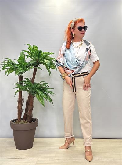 2364 Italyan Canvas Pantolon Taş