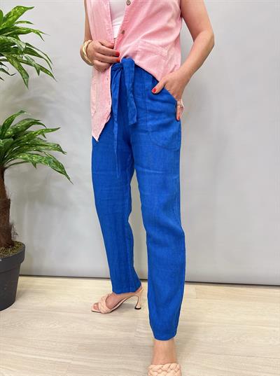 2390 İtalyan Keten Pantolon Saks Mavi