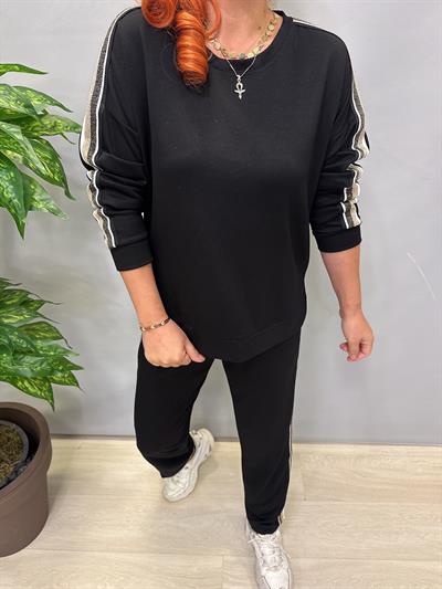 2391 Yanları Sim Detaylı  Modal Takım Siyah