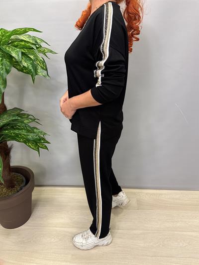 2391 Yanları Sim Detaylı  Modal Takım Siyah