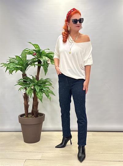 2395 Taş Detaylı Jean Mavi