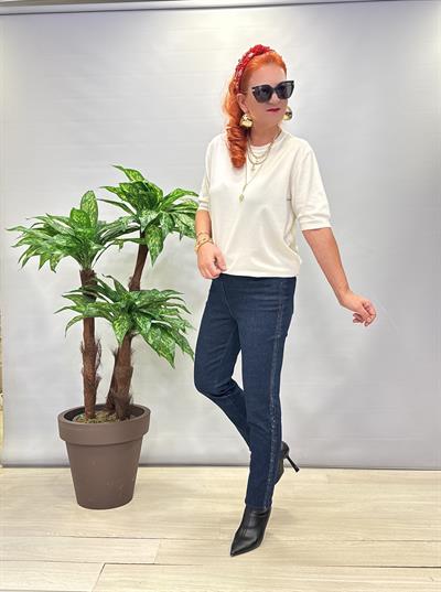 2395 Yanları Taş Detaylı Jean Mavi
