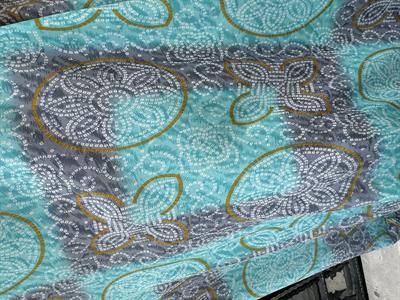 2409 HİNT İPEĞİ ELBİSE GRİ-TURKUAZ  36/40 BEDENE UYUMLU boyum 1.64