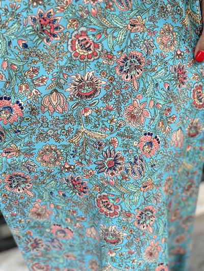 2409 HİNT İPEĞİ ELBİSE MAVİ  36/40 BEDENE UYUMLU boyum 1.64