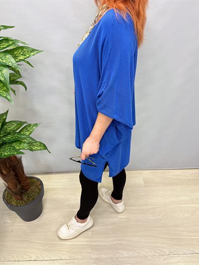 2510 TASARIM ASİMETRİK İNCE TRİKO MAVİ