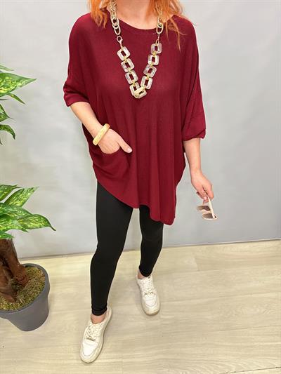 2510 TASARIM ASİMETRİK İNCE TRİKO BORDO