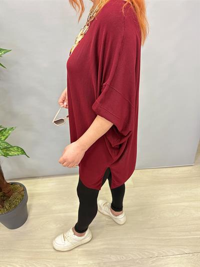 2510 TASARIM ASİMETRİK İNCE TRİKO BORDO