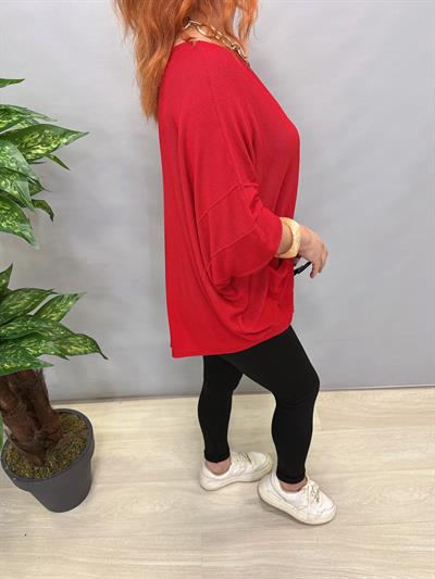 2510 TASARIM ASİMETRİK İNCE TRİKO KIRMIZI