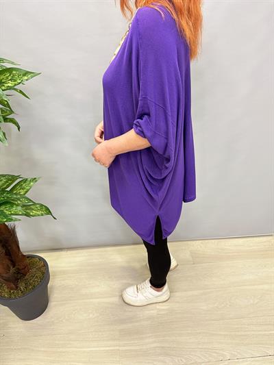 2510 TASARIM ASİMETRİK İNCE TRİKO MOR