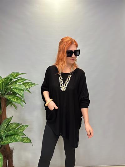 2510 TASARIM ASİMETRİK İNCE TRİKO SİYAH