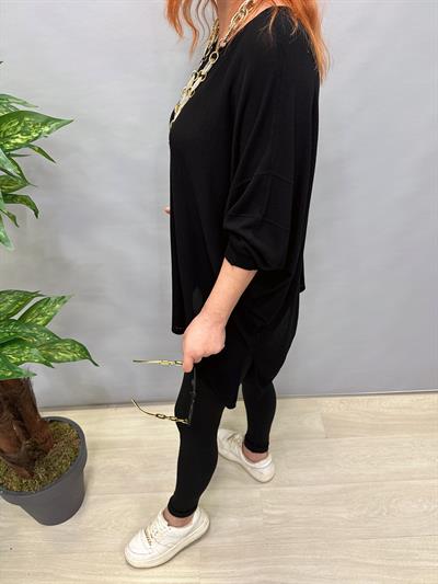 2510 TASARIM ASİMETRİK İNCE TRİKO SİYAH