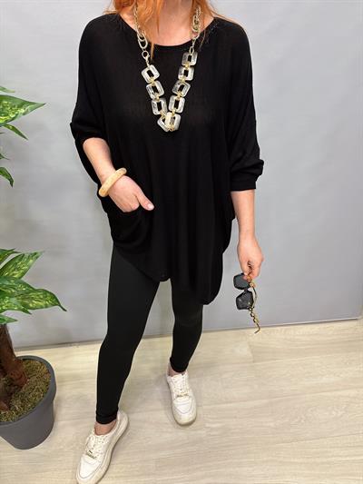 2510 TASARIM ASİMETRİK İNCE TRİKO SİYAH