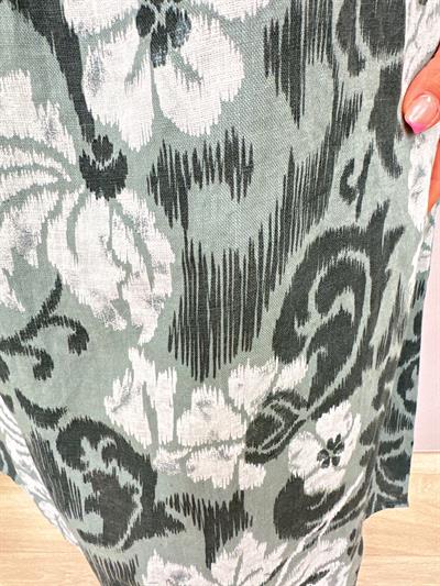 2514 Pamuklu Keten Elbise Haki