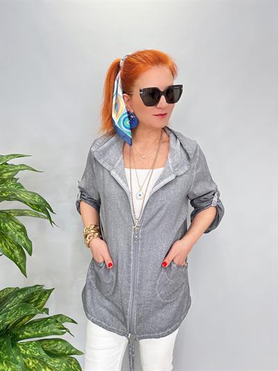 2519 PAMUKLU MEVSİMLİK İNCE CEKET GRİ