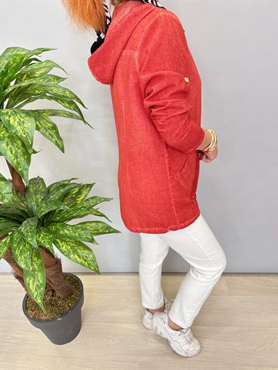 2519 PAMUKLU MEVSİMLİK İNCE CEKET KİREMİT/MERCAN