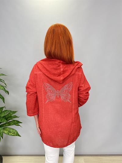 2519 PAMUKLU MEVSİMLİK İNCE CEKET KİREMİT/MERCAN