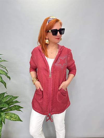 2519 PAMUKLU MEVSİMLİK İNCE CEKET KİREMİT/MERCAN