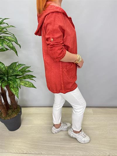 2519 PAMUKLU MEVSİMLİK İNCE CEKET KİREMİT/MERCAN