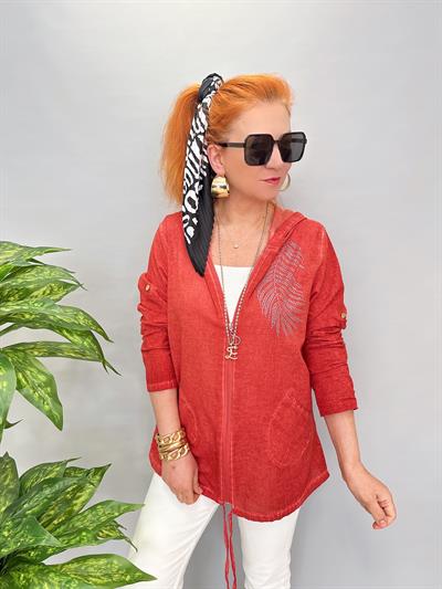 2519 PAMUKLU MEVSİMLİK İNCE CEKET KİREMİT/MERCAN