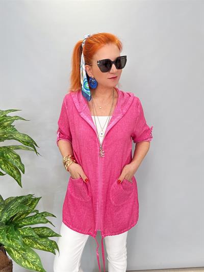 2519 PAMUKLU MEVSİMLİK İNCE CEKET PEMBE