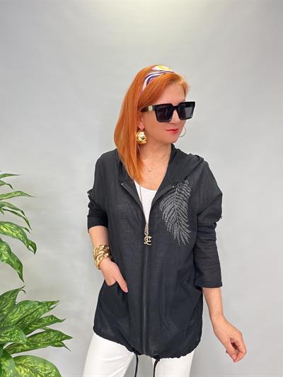 2519 PAMUKLU MEVSİMLİK İNCE CEKET SİYAH