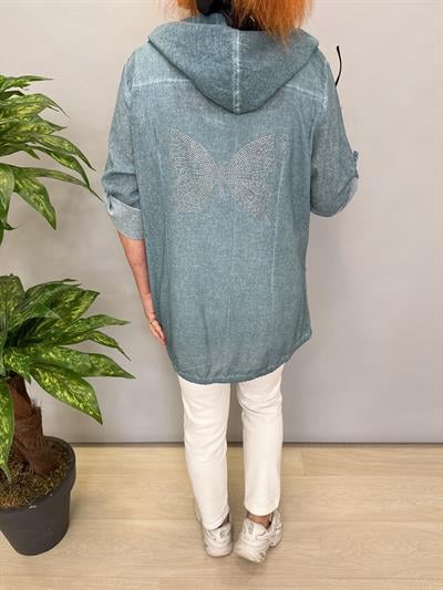 2519 PAMUKLU MEVSİMLİK İNCE CEKET TURKUAZ