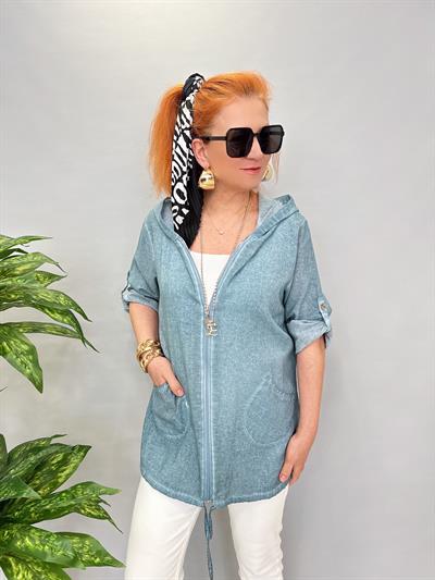 2519 PAMUKLU MEVSİMLİK İNCE CEKET TURKUAZ