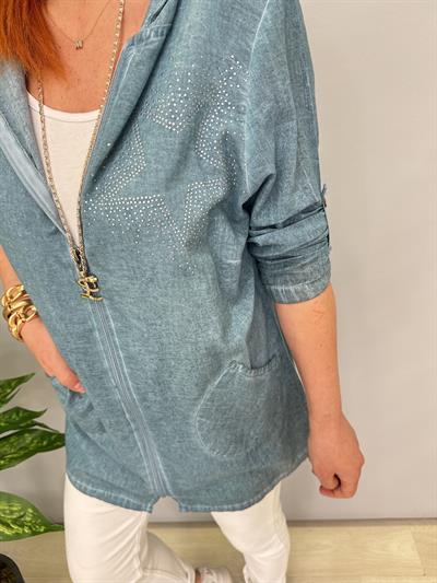 2519 PAMUKLU MEVSİMLİK İNCE CEKET TURKUAZ