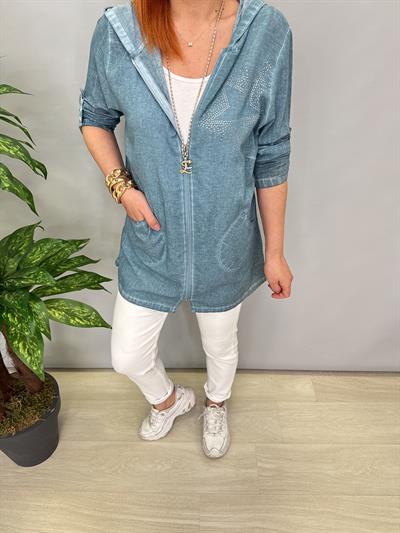 2519 PAMUKLU MEVSİMLİK İNCE CEKET TURKUAZ