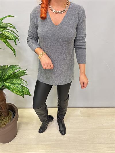 2535 Simli Triko Bluz Gri