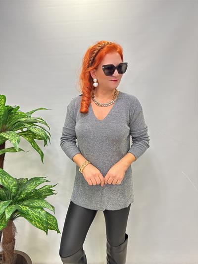 2535 Simli Triko Bluz Gri