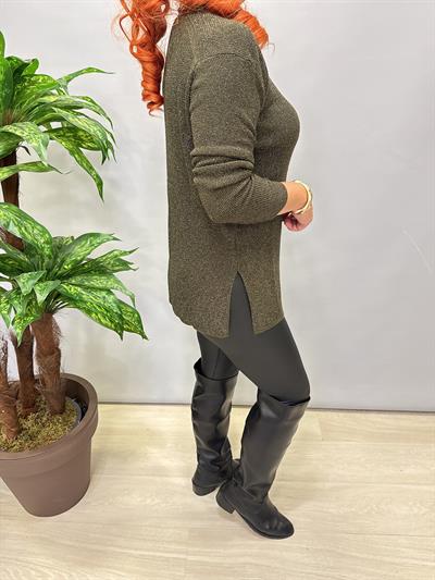 2535 Simli Triko Bluz Haki