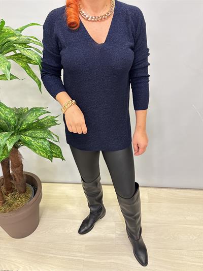 2535 Simli Triko Bluz Lacivert